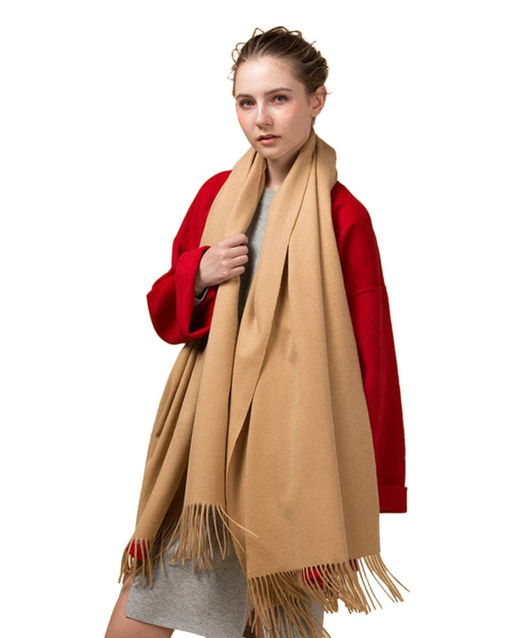 Mitchell-Y pure cashmere shawl in Camel
