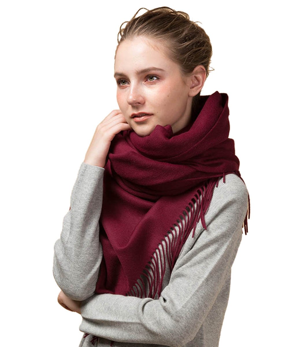 Mitchell-Y pure cashmere shawl in Claret