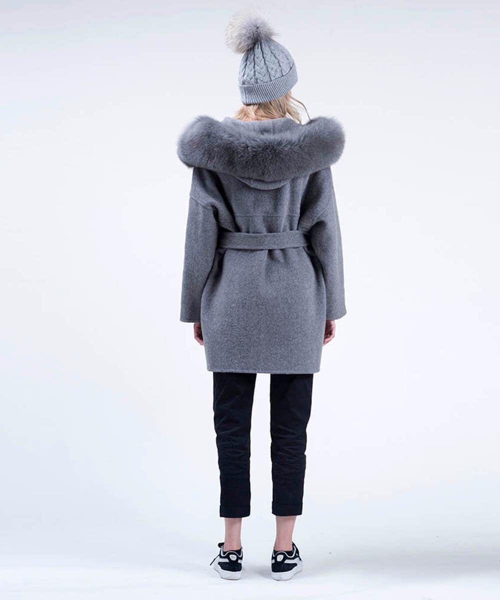 Cashmire Wool Fox Fur Coat - Women