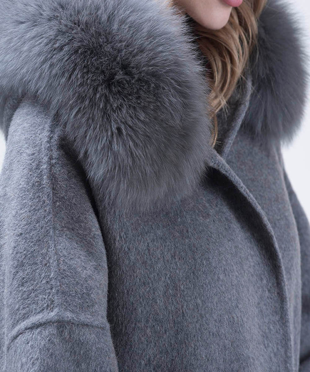Cashmire Wool Fox Fur Coat - Women